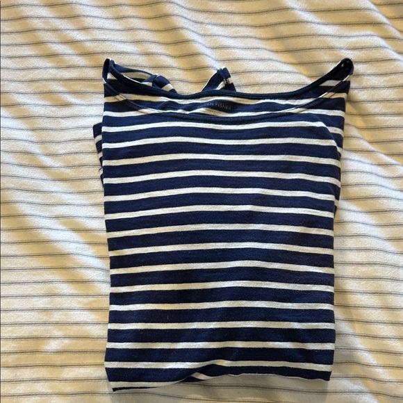 Eileen Fisher Navy and Cream Striped Top - Picture 4 of 4